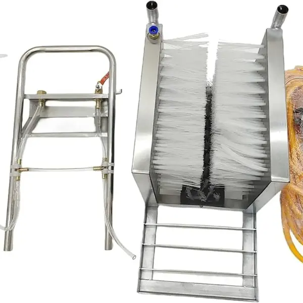 Automatic Shoe Cleaning Machine with Water Spray Gun, 3-Sided Hard Brushes for Effective Dust & Mud Removal - Ideal for Farms & Ranches - Durable Rain Shoe Scrubber