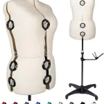 BHD BEAUTY Beige 13 Dials Female Fabric Adjustable Mannequin Dress Form for Sewing, Mannequin Body Torso with Tri-Pod Stand, Up to 70" Shoulder Height (Medium)