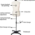 BHD BEAUTY Beige 13 Dials Female Fabric Adjustable Mannequin Dress Form for Sewing, Mannequin Body Torso with Tri-Pod Stand, Up to 70" Shoulder Height (Medium)