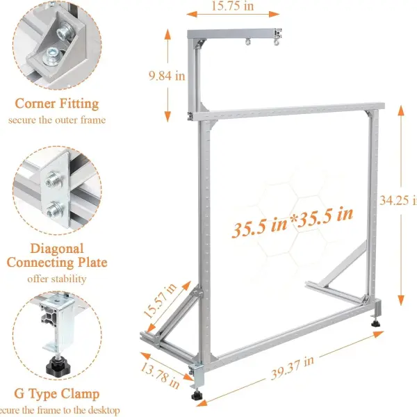 bimiti Large Tabletop Rug Tufting Frame 35.5"x35.5", Sturdy Aluminum Carpet Making Frame, No Wobble, Easy Clamp Setup, Works with Tufting Guns & Punch Needles, for Adults & DIY Rugs
