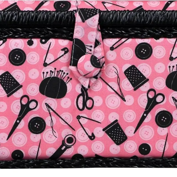 SINGER 07276 Sewing Basket with Sewing Kit Accessories, Pink & Black,
