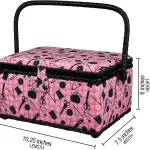 SINGER 07276 Sewing Basket with Sewing Kit Accessories, Pink & Black,