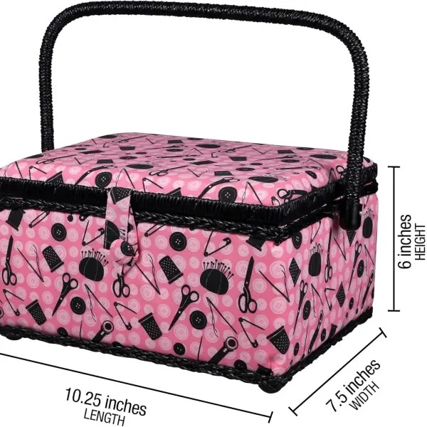 SINGER 07276 Sewing Basket with Sewing Kit Accessories, Pink & Black,