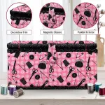 SINGER 07276 Sewing Basket with Sewing Kit Accessories, Pink & Black,