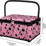 SINGER 07276 Sewing Basket with Sewing Kit Accessories, Pink & Black,