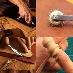 Leather Sewing Kit Leather Craft Tools Set Kit Leather Craft Punch Tools Kit Stitching Carving Working Hand Sewing Saddle Groover(Color:L28)