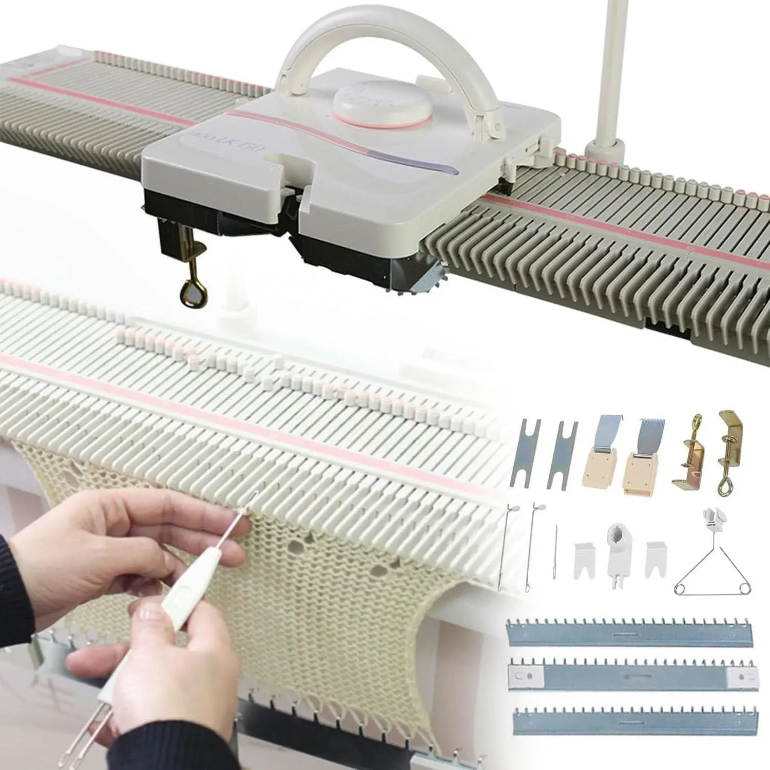 Automatic Knitting Machine Kit,Medium Gauge 6.5mm 150 Needle Plastic Home Knitting Machine,Home Sewing Tool Set