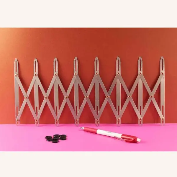 Bohin Expandable Gauge-Harmonica Design, Measuring Ruler up to 8 Buttonhole for Sewing Projects, Up to 8 Buttons, Grey