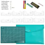 13-Piece Quilting & Sewing Set – 8 Acrylic Rulers, A3 Cutting Mat, 28mm Rotary Cutter, T-Shirt Alignment Tool Set China Marker, Tape Measure, PU Bag – Complete DIY Craft Kit