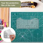 13-Piece Quilting & Sewing Set – 8 Acrylic Rulers, A3 Cutting Mat, 28mm Rotary Cutter, T-Shirt Alignment Tool Set China Marker, Tape Measure, PU Bag – Complete DIY Craft Kit