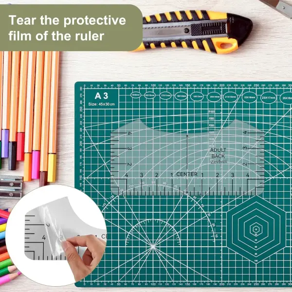 13-Piece Quilting & Sewing Set – 8 Acrylic Rulers, A3 Cutting Mat, 28mm Rotary Cutter, T-Shirt Alignment Tool Set China Marker, Tape Measure, PU Bag – Complete DIY Craft Kit