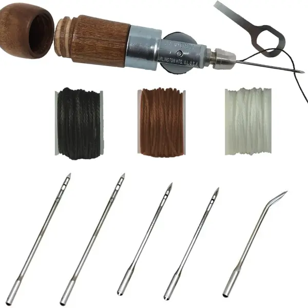 Professional Leathercraft Accessories, Sewing, Stitching Awl Tool Kit & Supplies, HEAVY DUTY - MADE in USA – DIY Craft, Leather, Heavy Fabric, Canvas, Upholstery, Bag, Shoe, Belt Repair Lockstitch Set
