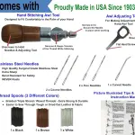 Professional Leathercraft Accessories, Sewing, Stitching Awl Tool Kit & Supplies, HEAVY DUTY - MADE in USA – DIY Craft, Leather, Heavy Fabric, Canvas, Upholstery, Bag, Shoe, Belt Repair Lockstitch Set