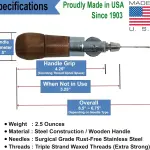 Professional Leathercraft Accessories, Sewing, Stitching Awl Tool Kit & Supplies, HEAVY DUTY - MADE in USA – DIY Craft, Leather, Heavy Fabric, Canvas, Upholstery, Bag, Shoe, Belt Repair Lockstitch Set