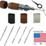 Professional Leathercraft Accessories, Sewing, Stitching Awl Tool Kit & Supplies, HEAVY DUTY - MADE in USA – DIY Craft, Leather, Heavy Fabric, Canvas, Upholstery, Bag, Shoe, Belt Repair Lockstitch Set