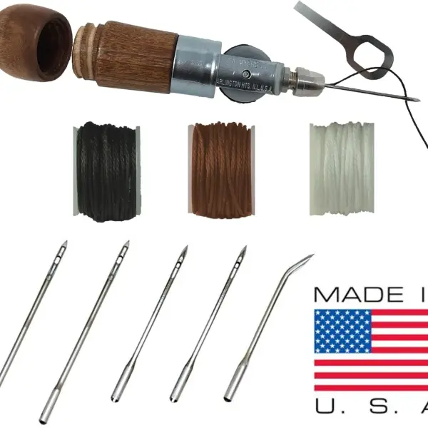 Professional Leathercraft Accessories, Sewing, Stitching Awl Tool Kit & Supplies, HEAVY DUTY - MADE in USA – DIY Craft, Leather, Heavy Fabric, Canvas, Upholstery, Bag, Shoe, Belt Repair Lockstitch Set