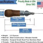 Professional Leathercraft Accessories, Sewing, Stitching Awl Tool Kit & Supplies, HEAVY DUTY - MADE in USA – DIY Craft, Leather, Heavy Fabric, Canvas, Upholstery, Bag, Shoe, Belt Repair Lockstitch Set