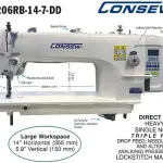 2206RB-14-7-DD Heavy Duty Single Needle Lockstitch Machine with Direct Drive and Triple Feed System