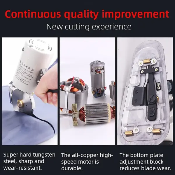 Electric Fabric Cutter - Low Noise + 90Mm Rotary Blade, Electric Cloth Cutter, Portable Cutting Machine, Sewing Rotary Cutter - Multi-Layer Clothing, Textiles, Etc