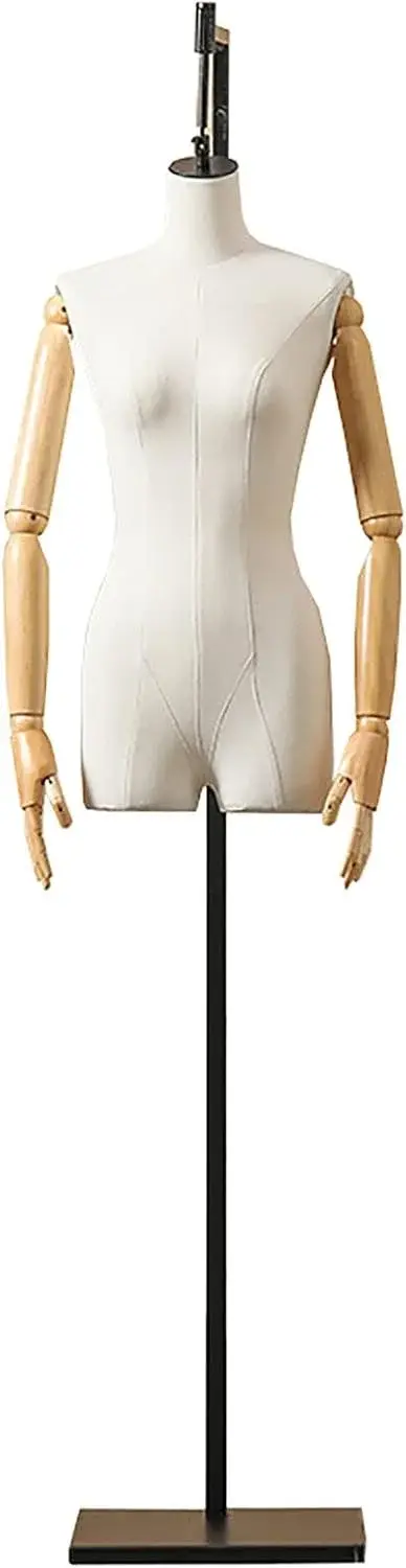 Anatomic Miniature Fitting Mannequin Torso for Draping,Sewing Dress Form,Pinnable Dressform Tailor Dummy Sewing Tool Design Clothing(White,Basic Section+arm)