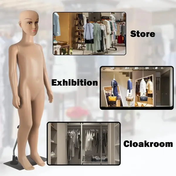 Child Mannequin Full Body Realistic Adjustable Detachable Manikin Display Head Turns Dress Form W/Metal Base 43.3" Height