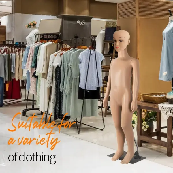 Child Mannequin Full Body Realistic Adjustable Detachable Manikin Display Head Turns Dress Form W/Metal Base 43.3" Height