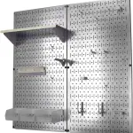 Wall Control Metal Pegboard Organizer Utility Tool Storage and Garage Pegboard Organizer Kit with Metallic Tool Board and White Accessories