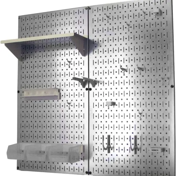 Wall Control Metal Pegboard Organizer Utility Tool Storage and Garage Pegboard Organizer Kit with Metallic Tool Board and White Accessories