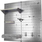 Wall Control Metal Pegboard Organizer Utility Tool Storage and Garage Pegboard Organizer Kit with Metallic Tool Board and White Accessories