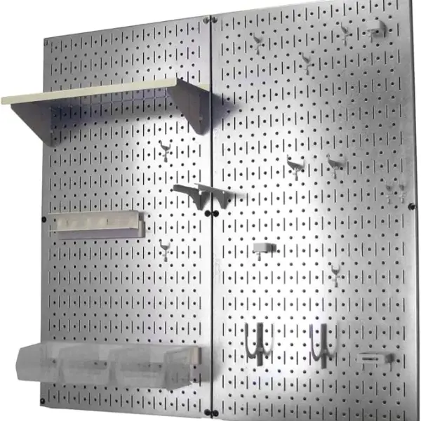 Wall Control Metal Pegboard Organizer Utility Tool Storage and Garage Pegboard Organizer Kit with Metallic Tool Board and White Accessories