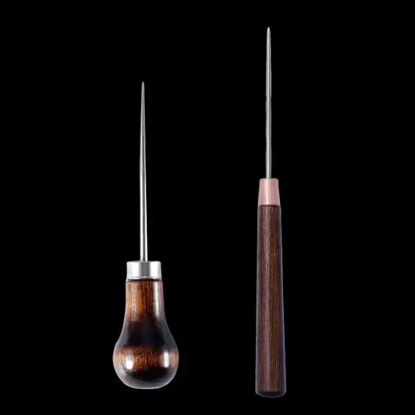 500pcs Solid Wood Handle Drillable Awl Leather Craft Cloth Professional Stitching Sewing Repair Tools - (Color: C)