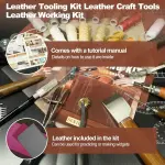 FIOQE Leather Tooling Kit Leather Craft Tools Leatherworking Kit 588Pcs DIY Set with Handbag for Bag Belt Wallet Engraving Punching Sewing Stamping Tools Professional
