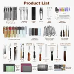 FIOQE Leather Tooling Kit Leather Craft Tools Leatherworking Kit 588Pcs DIY Set with Handbag for Bag Belt Wallet Engraving Punching Sewing Stamping Tools Professional