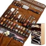 FIOQE Leather Tooling Kit Leather Craft Tools Leatherworking Kit 588Pcs DIY Set with Handbag for Bag Belt Wallet Engraving Punching Sewing Stamping Tools Professional