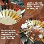 FIOQE Leather Tooling Kit Leather Craft Tools Leatherworking Kit 588Pcs DIY Set with Handbag for Bag Belt Wallet Engraving Punching Sewing Stamping Tools Professional