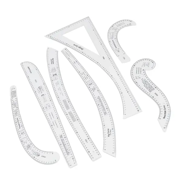 Fashion Pattern Design Ruler Set with French Curve Ruler, Exquisite Gifts for Tailors and Fashion Designers, Tailor Set of 7 Sewing Rulers