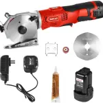 Cordless Electric Rotary Shear Cutter, Multi-layer Electric Fabric Scissors with 1.3"Cutting Thickness, for Cloth Fabric Leather and Carpet, Comes with 1 Battery, 2pcs blade, 14.4V