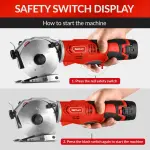 Cordless Electric Rotary Shear Cutter, Multi-layer Electric Fabric Scissors with 1.3"Cutting Thickness, for Cloth Fabric Leather and Carpet, Comes with 1 Battery, 2pcs blade, 14.4V