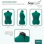Dritz Sew You Adjustable Dress Form - Medium/Large Sizes US 12-18 - Female Clothing Mannequin for Sewing, Fitting, and Draping - Pinnable Sewing Mannequin with 12 Dials for Fitting + 360 Hem Guide