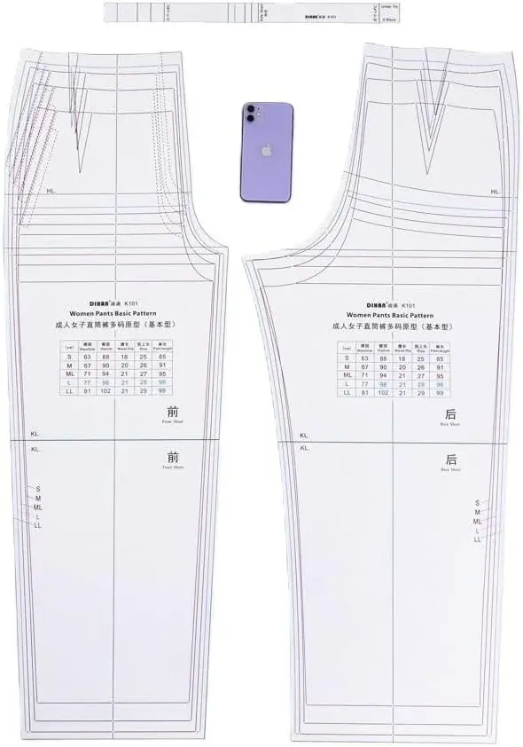 DIHAN Women‘s Garment Pattern Men's Garment Pattern Women's Pans Pattern Woment's Skirt Pattern Garment Ruler Sewing Ruler Quilting Ruler Curve Ruler Tailor Ruler (K101 W Pants)