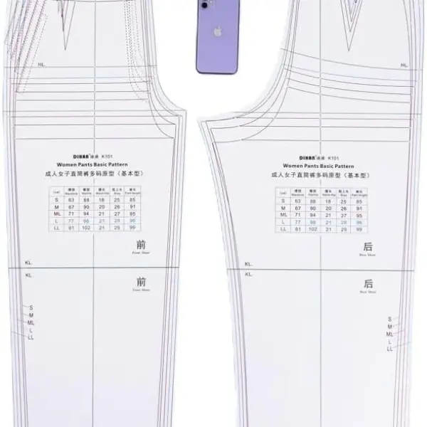 DIHAN Women‘s Garment Pattern Men's Garment Pattern Women's Pans Pattern Woment's Skirt Pattern Garment Ruler Sewing Ruler Quilting Ruler Curve Ruler Tailor Ruler (K101 W Pants)