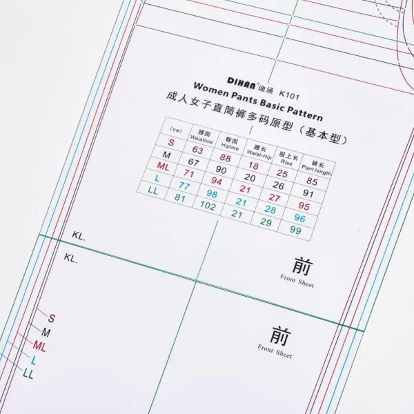 DIHAN Women‘s Garment Pattern Men's Garment Pattern Women's Pans Pattern Woment's Skirt Pattern Garment Ruler Sewing Ruler Quilting Ruler Curve Ruler Tailor Ruler (K101 W Pants)