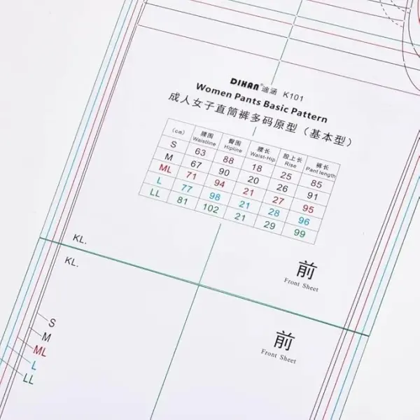 DIHAN Women‘s Garment Pattern Men's Garment Pattern Women's Pans Pattern Woment's Skirt Pattern Garment Ruler Sewing Ruler Quilting Ruler Curve Ruler Tailor Ruler (K101 W Pants)