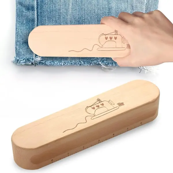 Tailor Clapper, Works with Steam Iron to Set a Seam, Hard Wood Tailor Clapper for Quilter Pressing & Seam Flattening, Hardwood Tailor’s Clapper with 6-Inch Scale for Sewing Quilting
