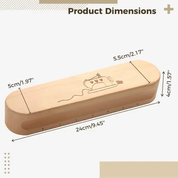 Tailor Clapper, Works with Steam Iron to Set a Seam, Hard Wood Tailor Clapper for Quilter Pressing & Seam Flattening, Hardwood Tailor’s Clapper with 6-Inch Scale for Sewing Quilting