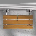 Modern Wood Folding Shower Seat Bench Brushed Wall Mounted Shower Bench Entryway Shoe-Changing Stool(Silver)