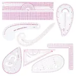 CINDALOG Clear Metric Sewing Ruler Set French Curve Pattern Ruler Kit for Beginners Tailors Designers Dress Makers Ruler Precision Quilting and DIY Supplies Perfect for Drawing, Craft, Sewing (9)