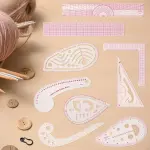 CINDALOG Clear Metric Sewing Ruler Set French Curve Pattern Ruler Kit for Beginners Tailors Designers Dress Makers Ruler Precision Quilting and DIY Supplies Perfect for Drawing, Craft, Sewing (9)