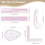 CINDALOG Clear Metric Sewing Ruler Set French Curve Pattern Ruler Kit for Beginners Tailors Designers Dress Makers Ruler Precision Quilting and DIY Supplies Perfect for Drawing, Craft, Sewing (9)