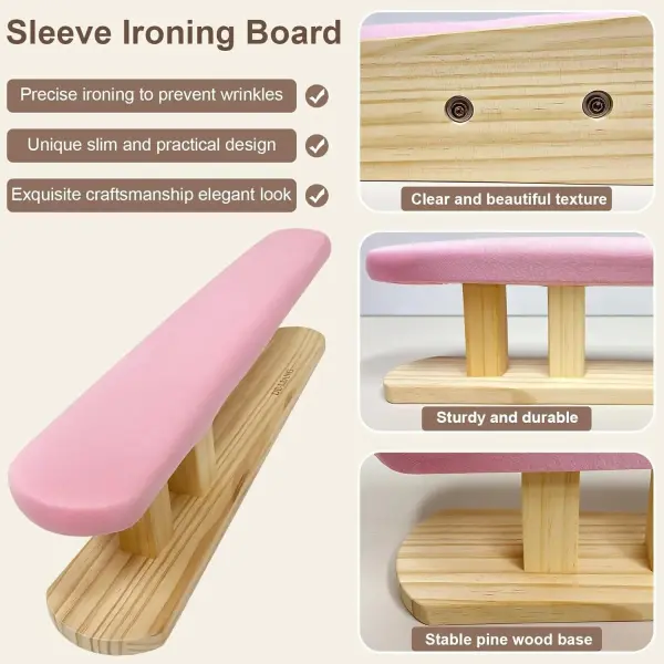 Tailor Sleeve Ironing Stool, Padded Chest & Sleeve Ironing Board Long with Wooden Base, Pressing Board for Household Tools, Tailor Dress Forms, Sewing and Tailoring Studio, Pink